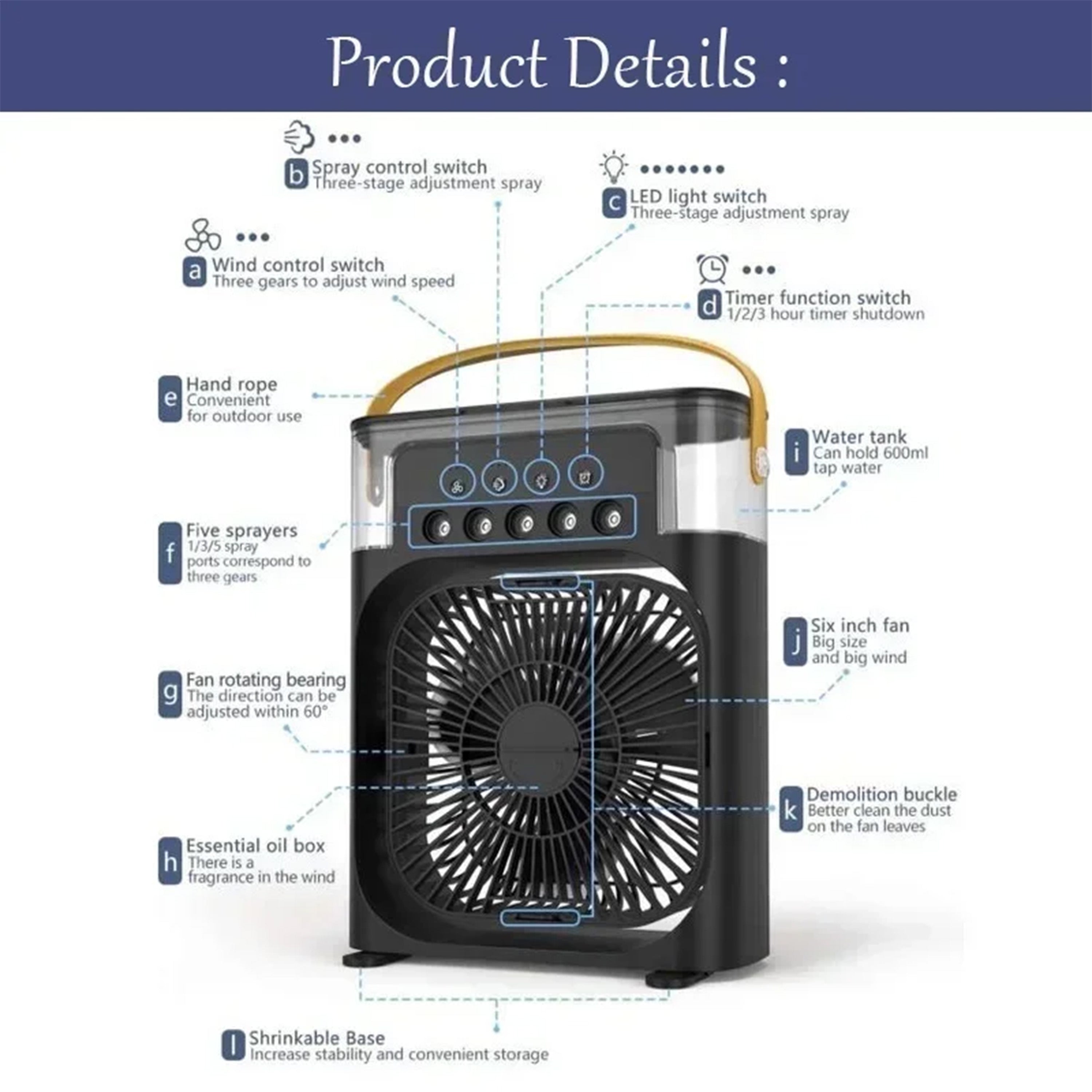 Compact Portable Air Conditioner Fan for Home, Office & Travel