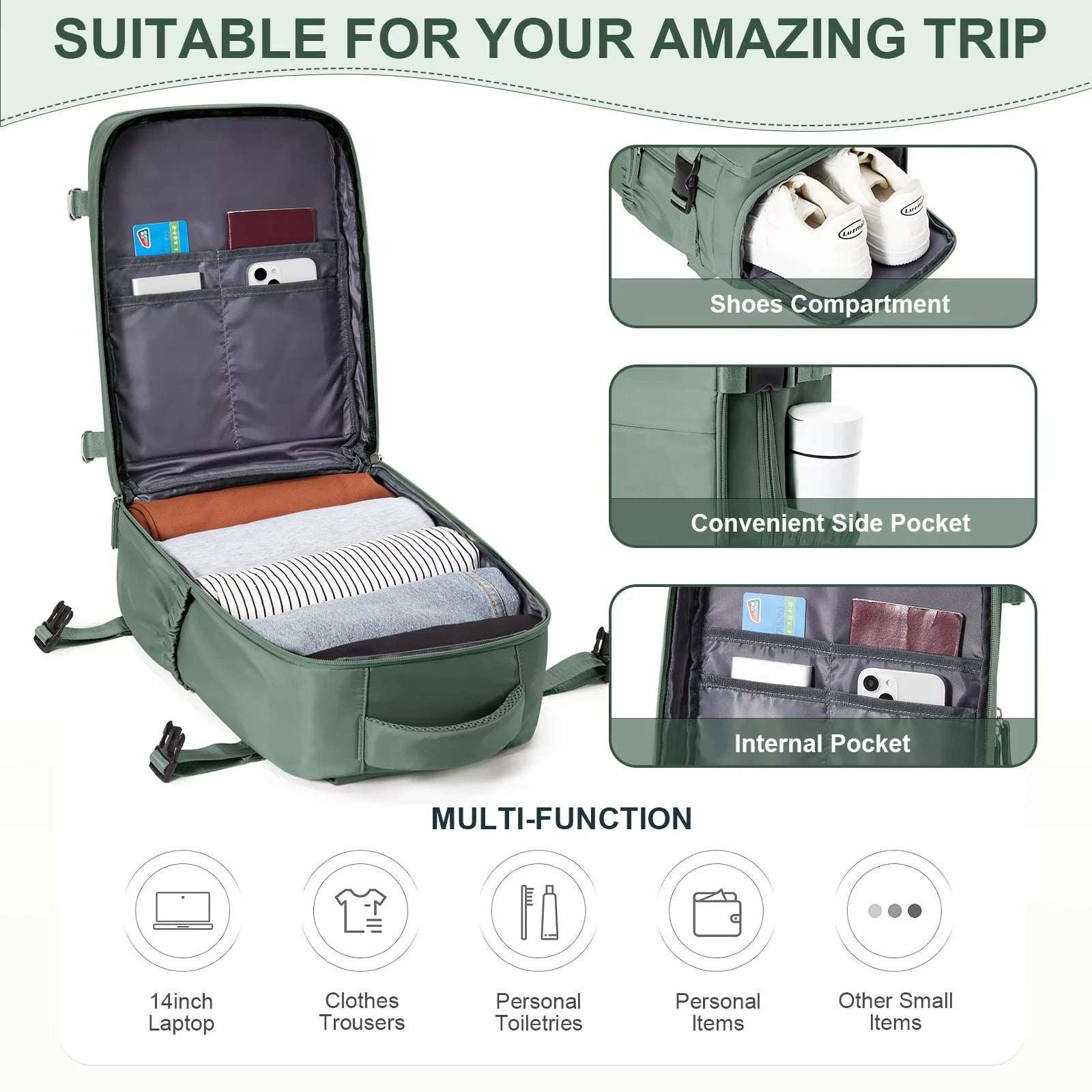 Cabin Size Bag - Ryanair Approved Cabin Travel Backpack