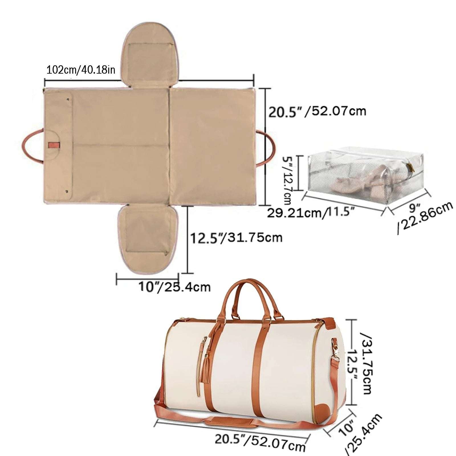 Travel Duffel Bag - Foldable Women’s PU Travel Duffel Bag