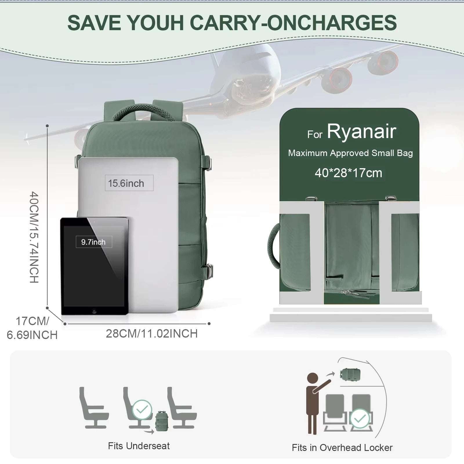 Cabin Size Bag - Ryanair Approved Cabin Travel Backpack