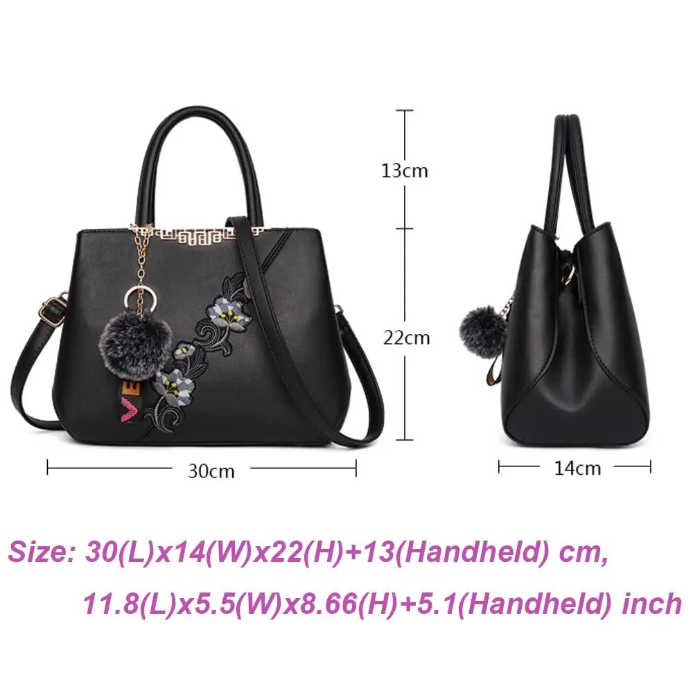 Top Handle Handbag - Elegant Women’s Embroidery Handbag