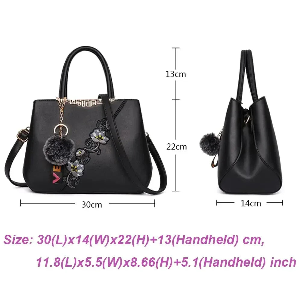 Top Handle Handbag - Elegant Women’s Embroidery Handbag
