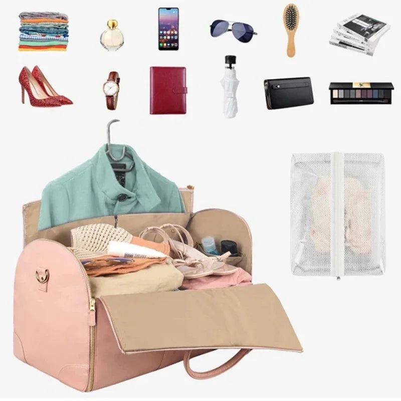 Travel Duffel Bag - Foldable Women’s PU Travel Duffel Bag