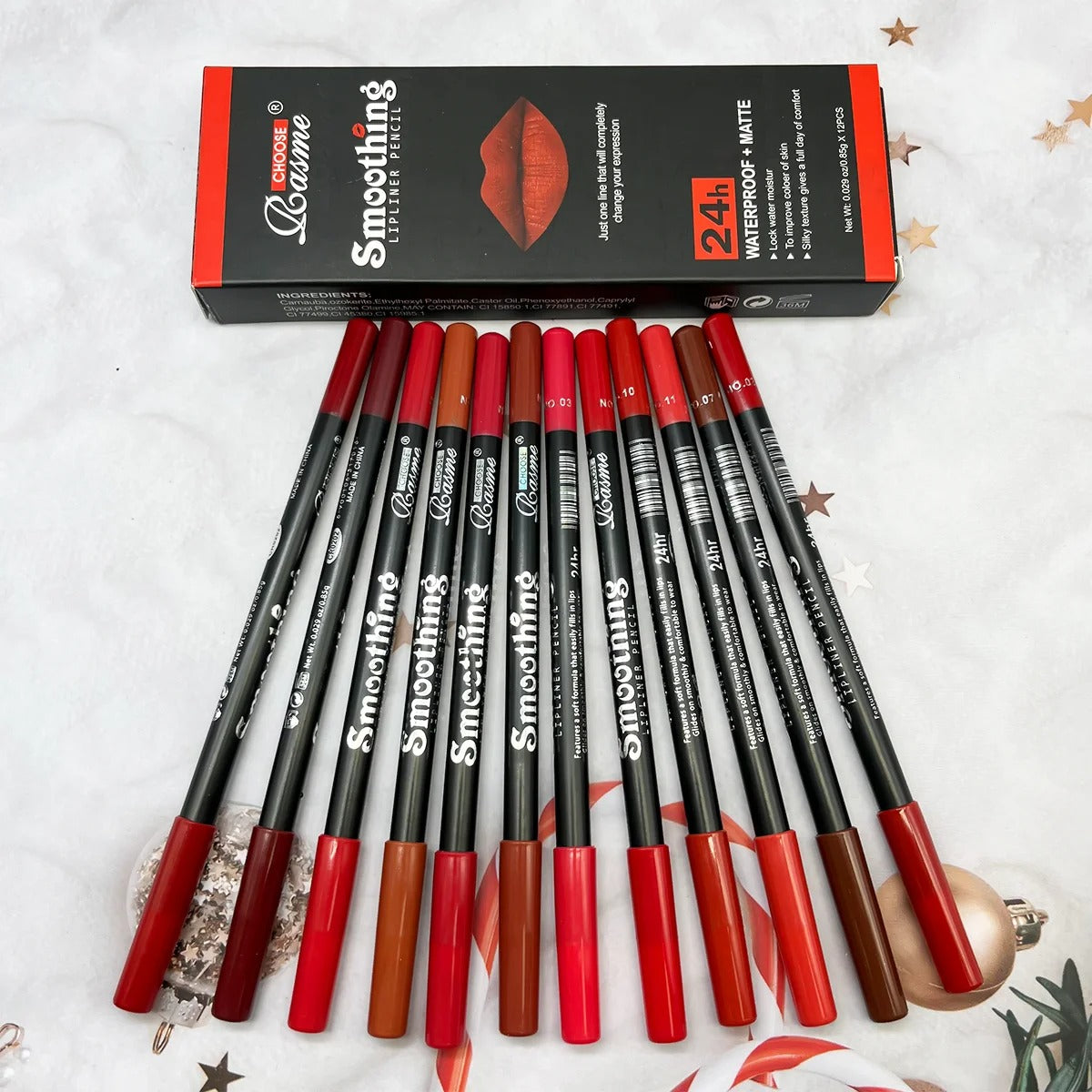 12PCS Matte Lipstick & Liner Set