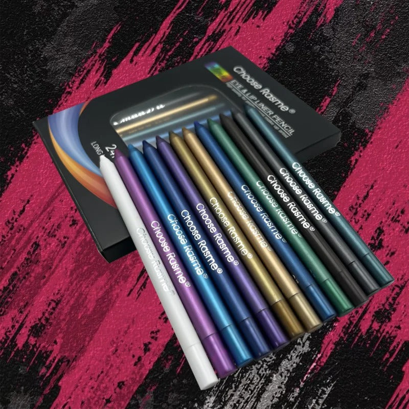 12-Color Glitter Eyeliner Pencil Set