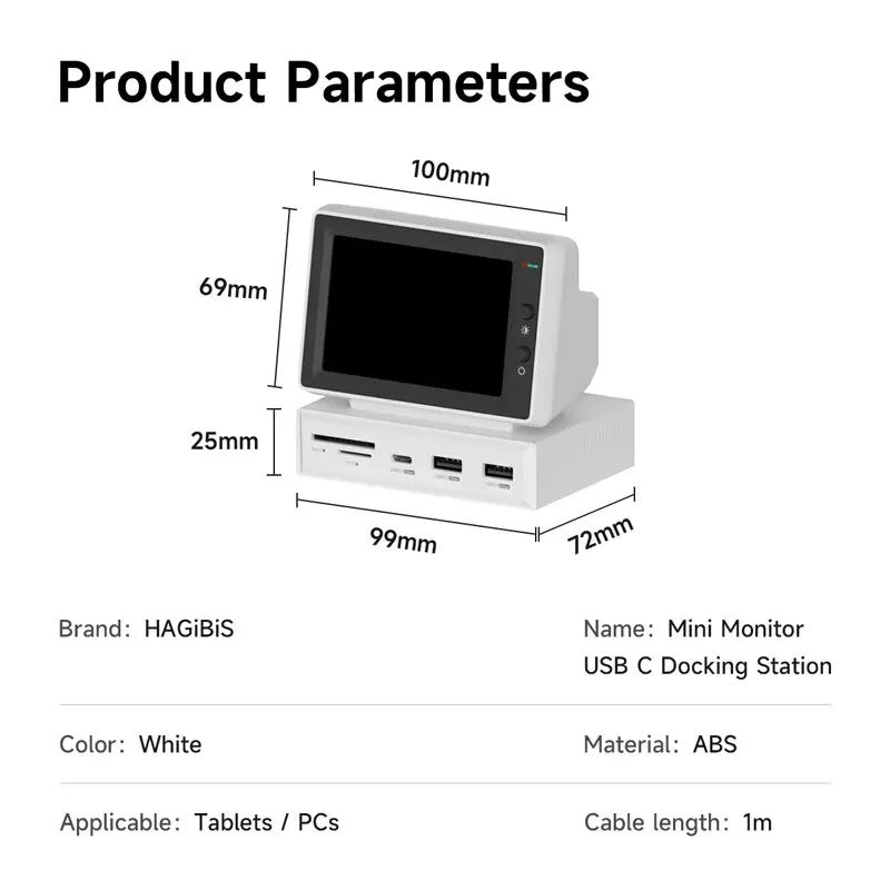 Portable IPS Mini Display for Work, Gaming, and Media Viewing