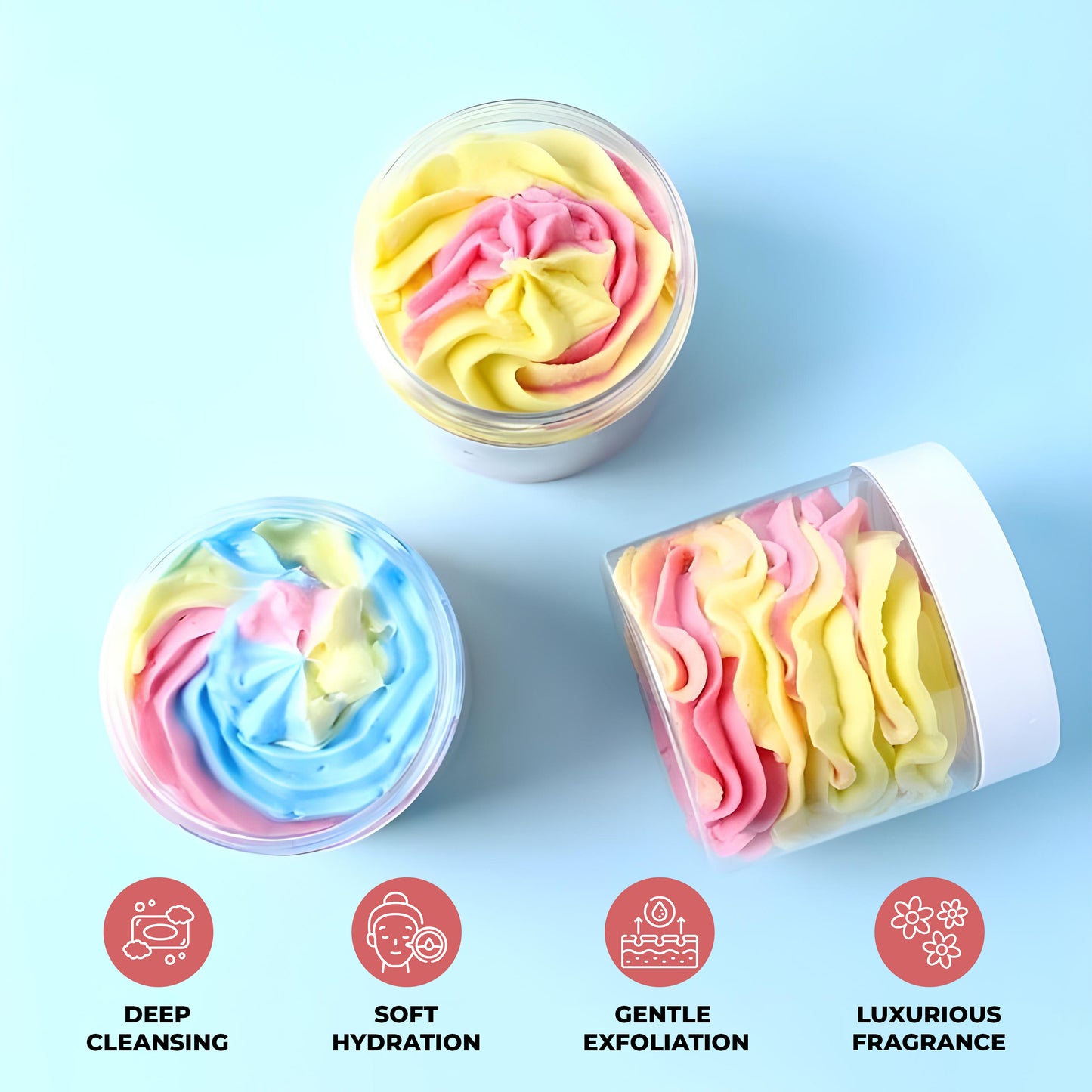 Rainbow Whipped Body Soap| Hydrating, Gentle Exfoliation, Deep Cleansing