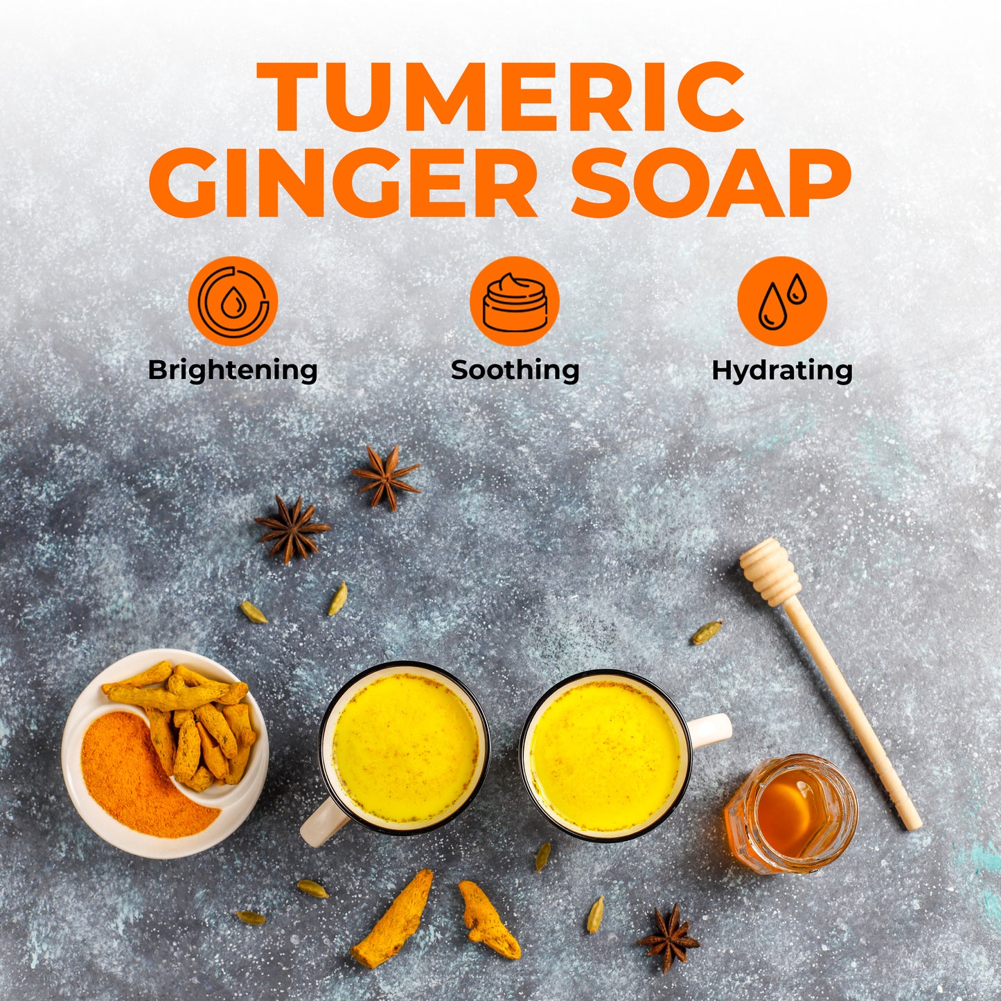 Turmeric Soap Bar with Ginger Extract | Acne Removal, Skin Brightening, Hydrating