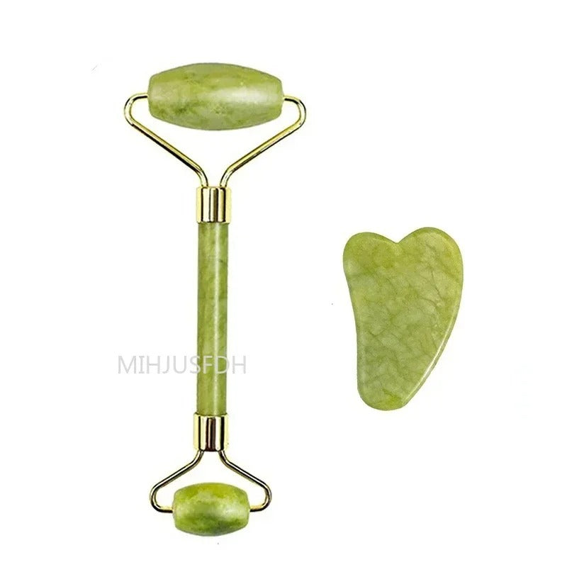 Natural Jade Roller & Gua Sha Set – Double-End Face Massager