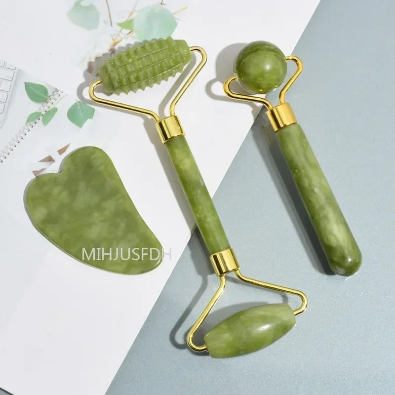 Natural Jade Roller & Gua Sha Set – Double-End Face Massager