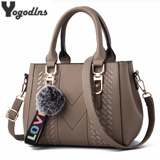 Embroidered Leather Messenger Handbag