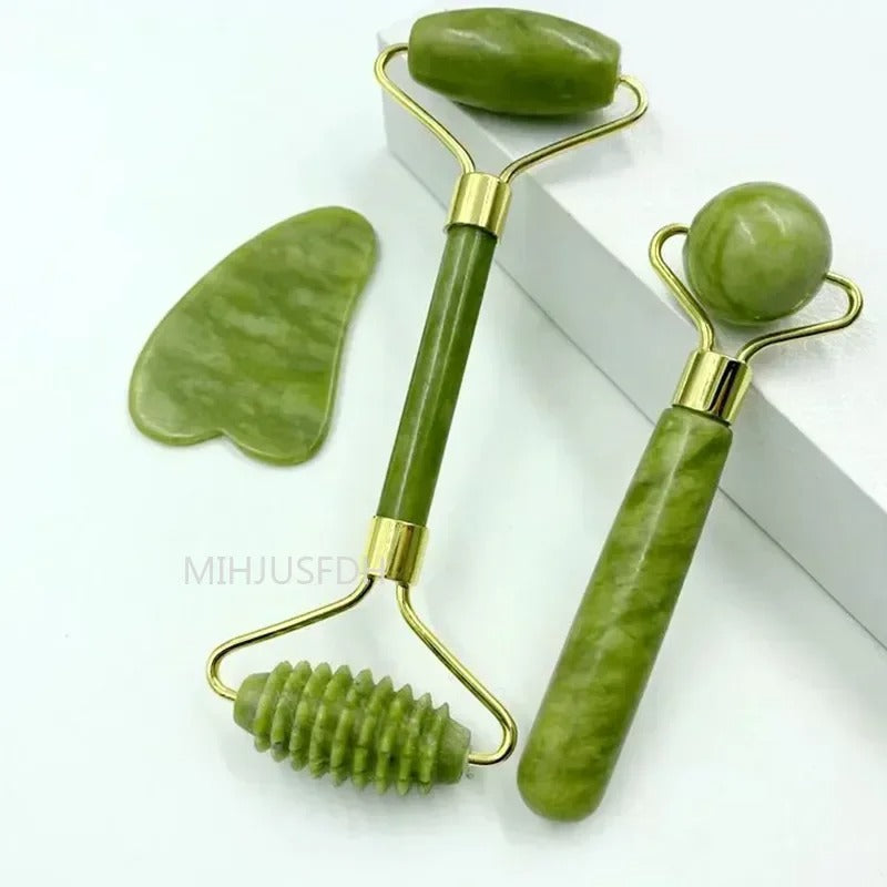 Natural Jade Roller & Gua Sha Set – Double-End Face Massager