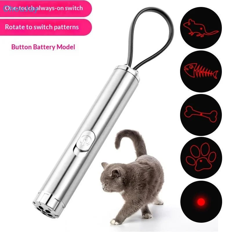 Multi-Pattern Laser Cat Toy Pen – Interactive Infrared Cat Teaser with USB Rechargeable Laser Pointer for Indoor Cats
