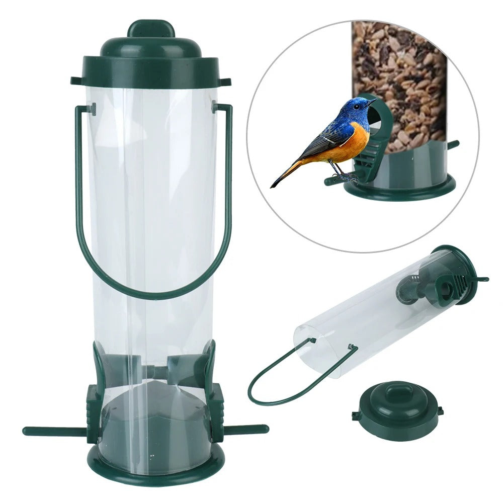 Hanging Bird Feeder for Outdoors – Wild Bird Seed Feeder with Perch, Transparent Garden Bird Feeding Station for Backyard & Patio