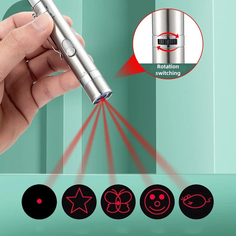 USB Rechargeable Interactive Cat Laser Toy – Multifunctional Infrared Projection Cat Teaser Stick for Indoor Cats