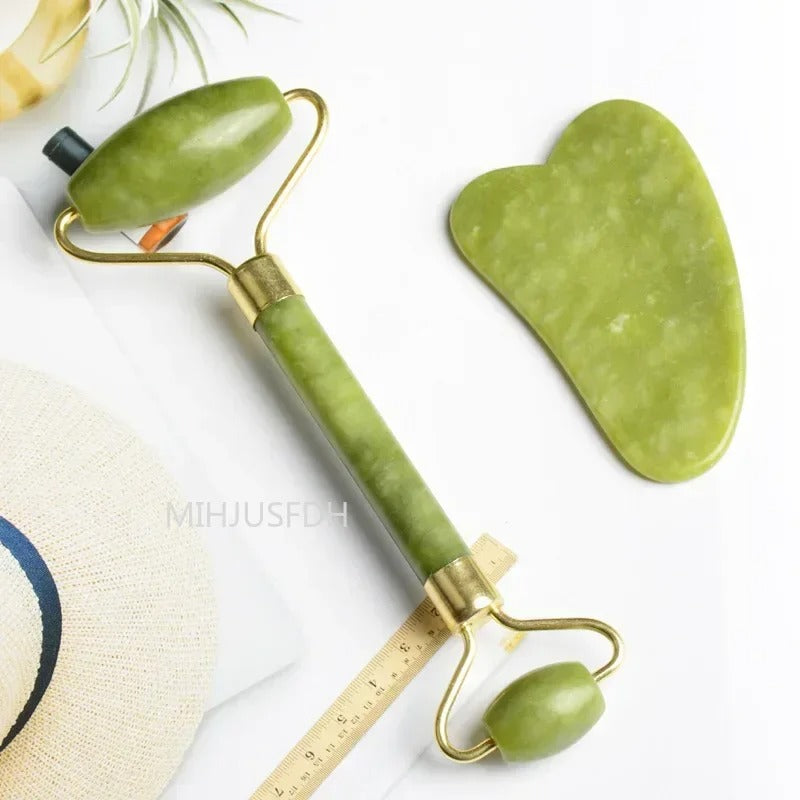 Natural Jade Roller & Gua Sha Set – Double-End Face Massager