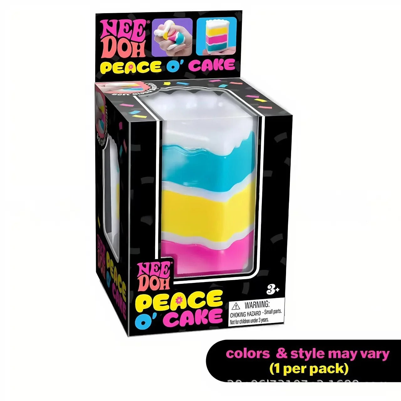 NeeDoh Peace O' Cake Squishy Toy – Rainbow Cake Sensory Fidget Toy for Stress Relief, Anxiety Relief & Sensory Play for Kids and Adults