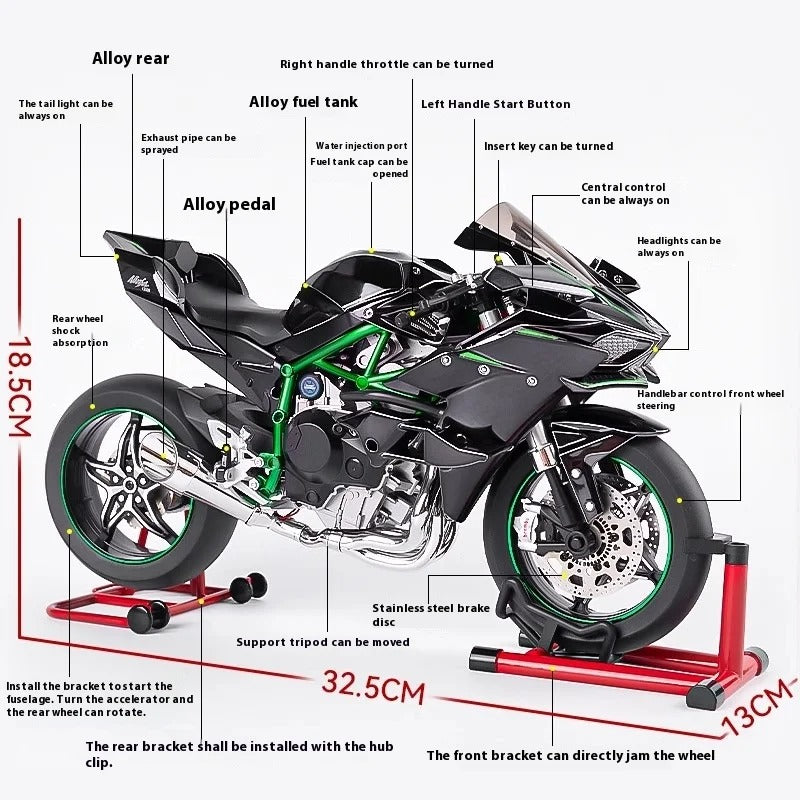 1:6 Scale Kawasaki H2R Diecast Motorcycle Model