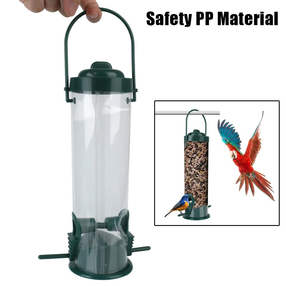 Hanging Bird Feeder for Outdoors – Wild Bird Seed Feeder with Perch, Transparent Garden Bird Feeding Station for Backyard & Patio