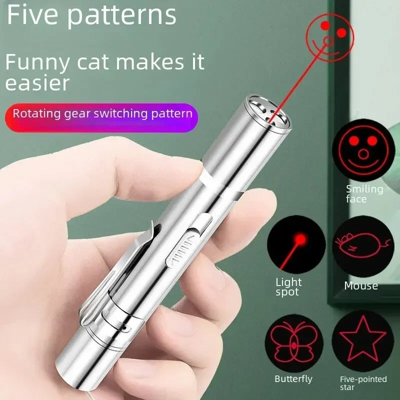 USB Rechargeable Interactive Cat Laser Toy – Multifunctional Infrared Projection Cat Teaser Stick for Indoor Cats