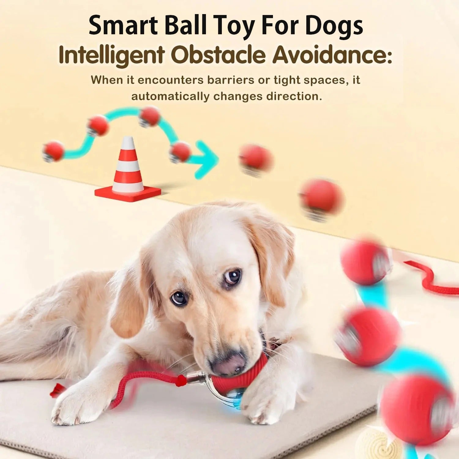 Interactive Rolling Ball Toy – USB Rechargeable Automatic Smart Ball with Obstacle Avoidance for Cat & Dogs