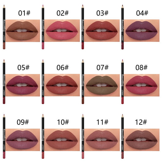 12PCS Matte Lipstick & Liner Set