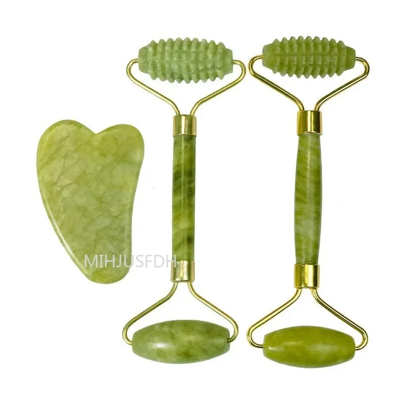 Natural Jade Roller & Gua Sha Set – Double-End Face Massager