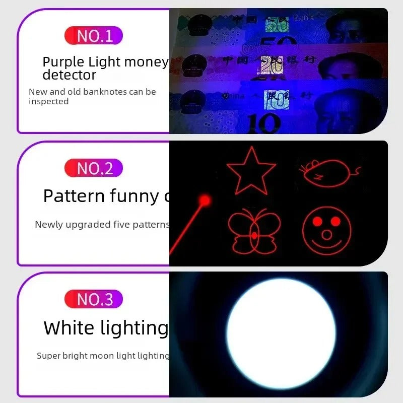 USB Rechargeable Interactive Cat Laser Toy – Multifunctional Infrared Projection Cat Teaser Stick for Indoor Cats