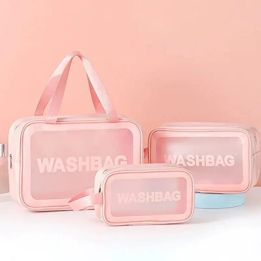 3-Piece Transparent Travel Makeup Bag