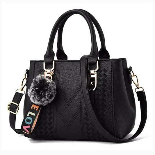 Embroidered Leather Messenger Handbag