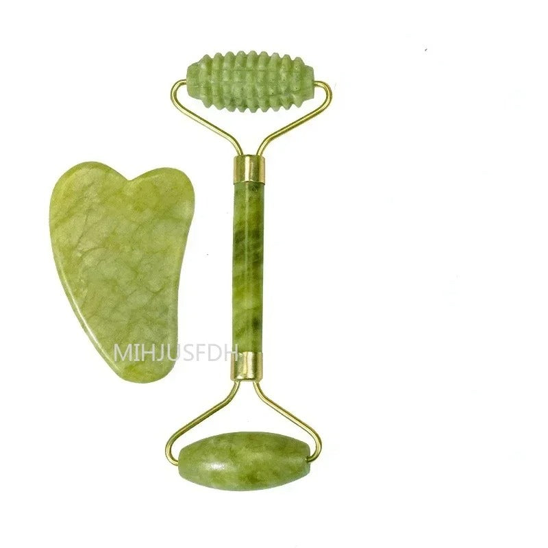 Natural Jade Roller & Gua Sha Set – Double-End Face Massager
